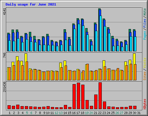 Daily usage for June 2021