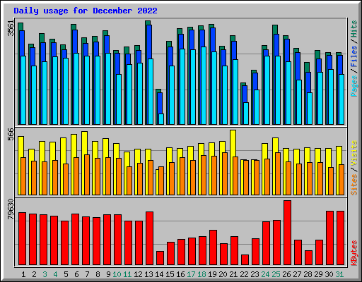 Daily usage for December 2022