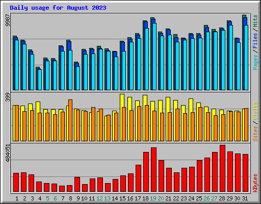 Daily usage for August 2023