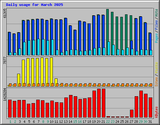 Daily usage for March 2025