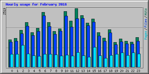 Hourly usage for February 2016